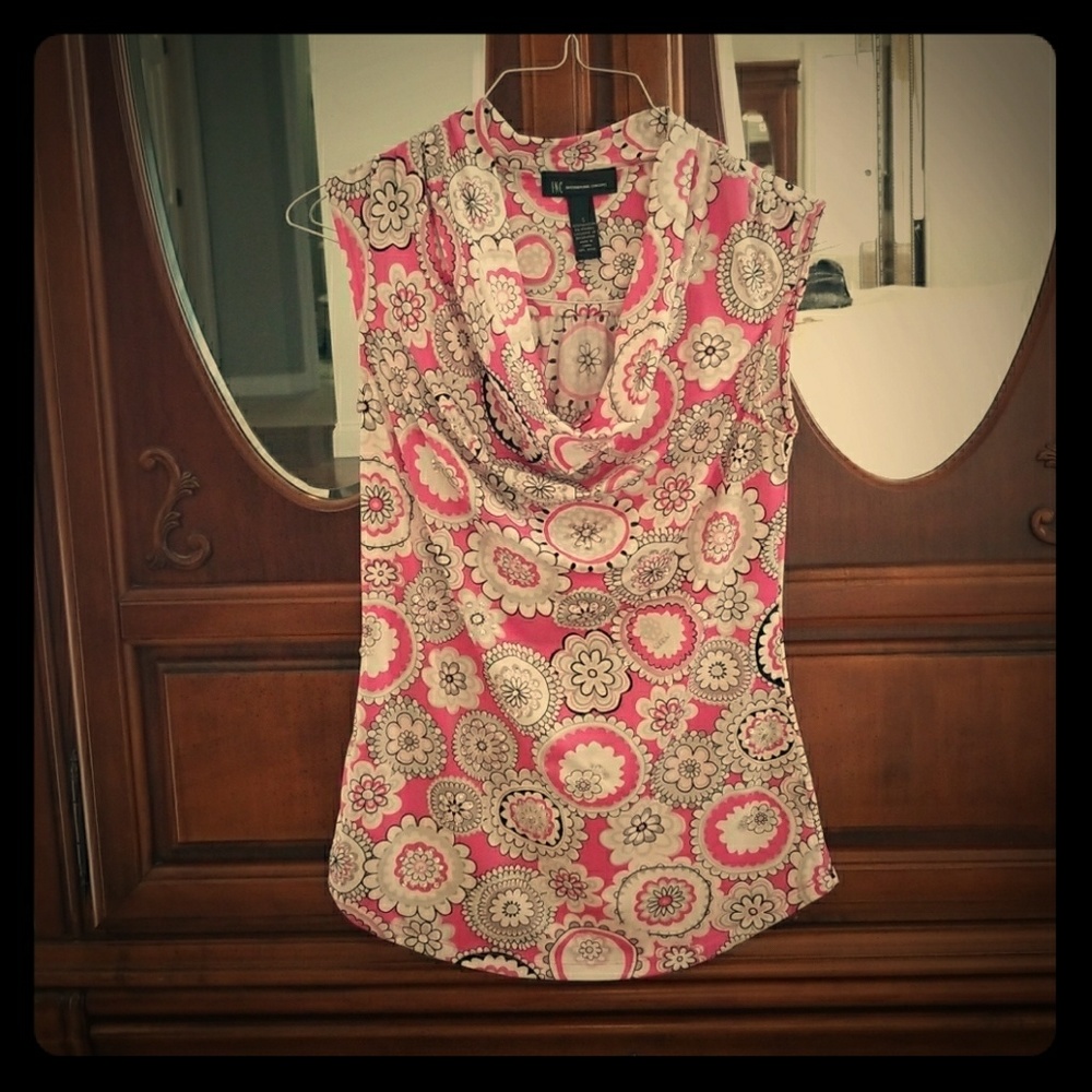 INC pink and white tank with sequin details